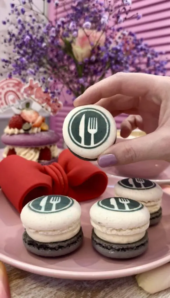 Pynk Coffee Macarons with Logo